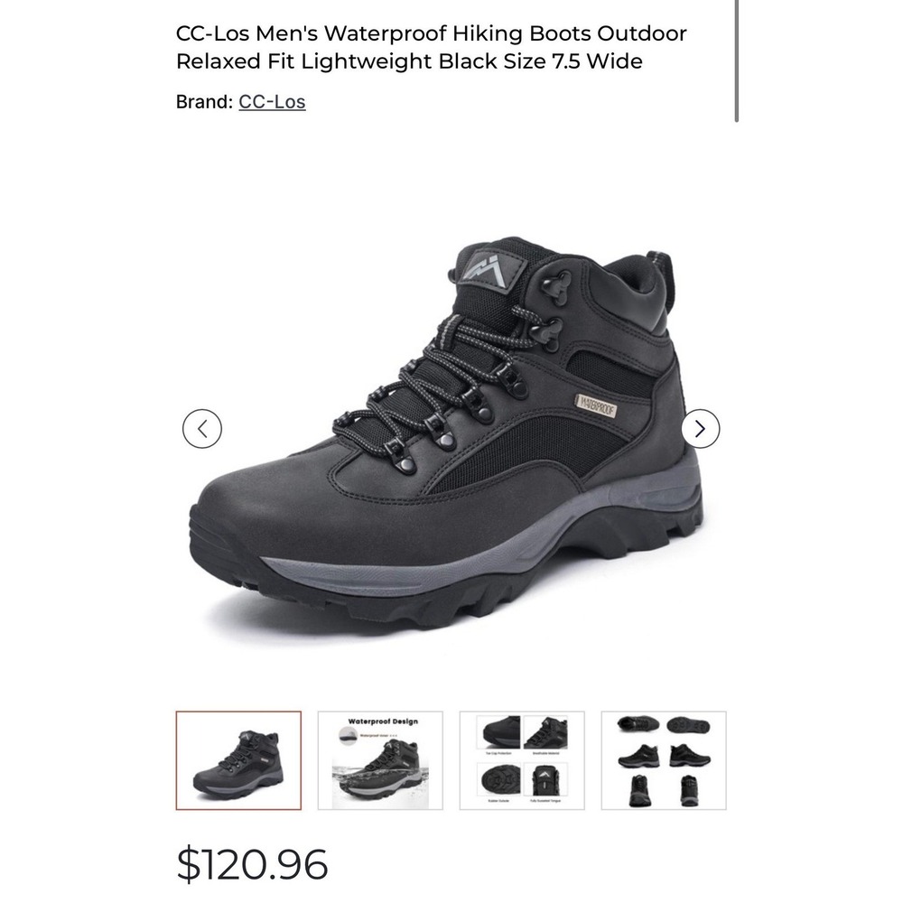 CC-Los Mens Waterproof Hiking Boots Outdoor Relaxed Fit Lightweight Black 14 - Picture 4 of 15
